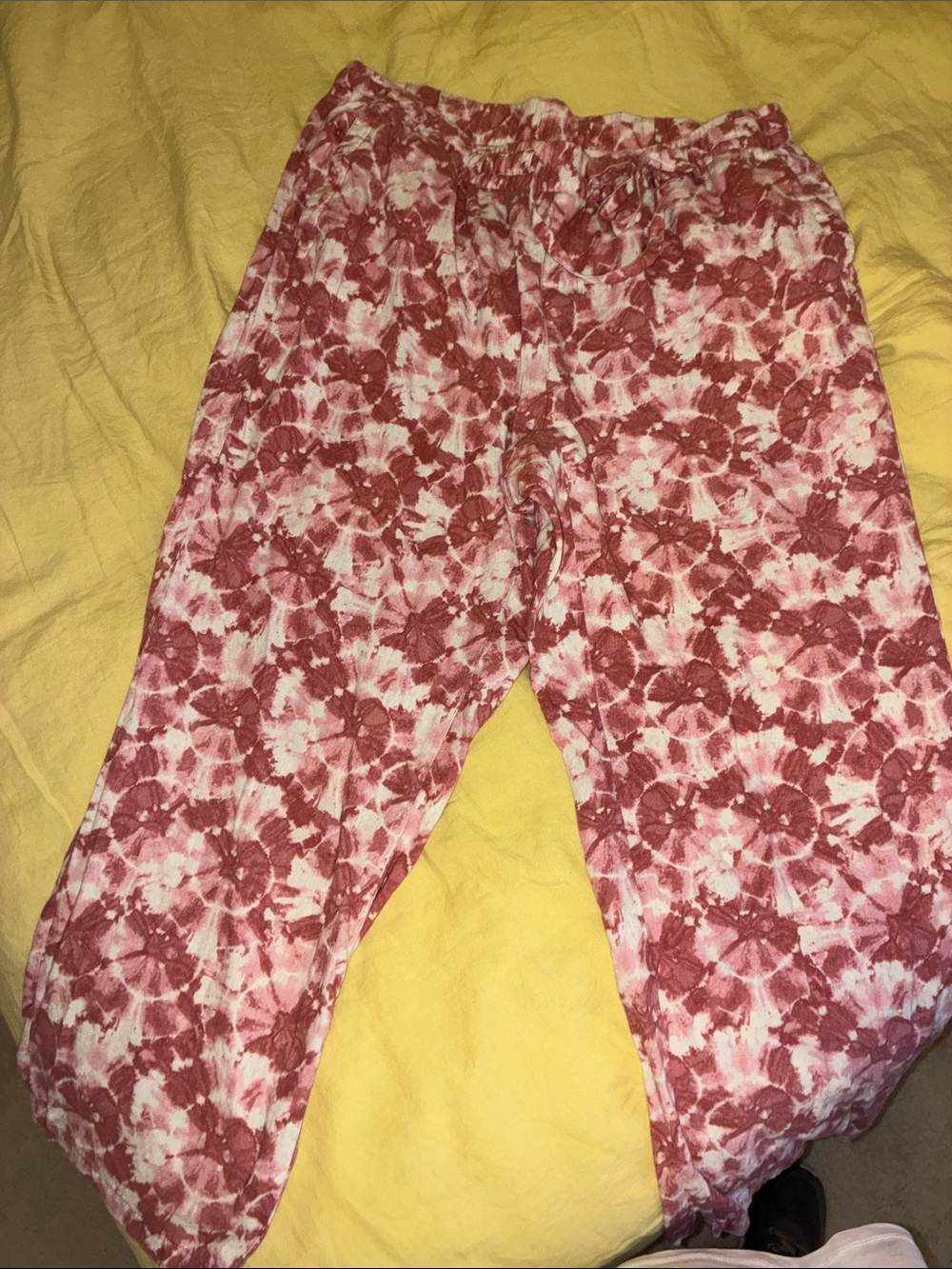 Coral Pink & White Tie-Dye Lounge Pants